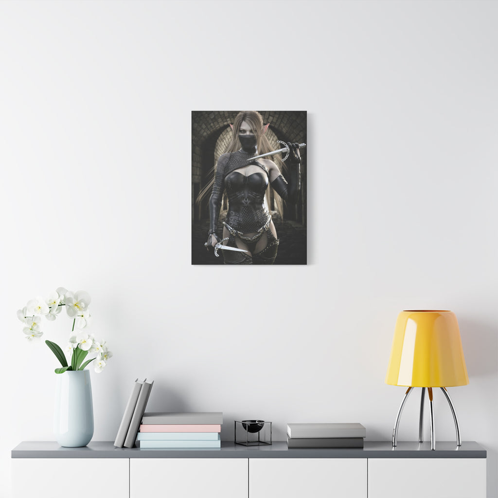 Dark Elf Assassin Canvas Wall Art | Fantasy Rogue Elf Artwork