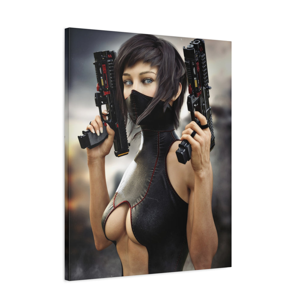 Futuristic Assassin Matte Canvas Wall Art - No Ai- Human created illustration art