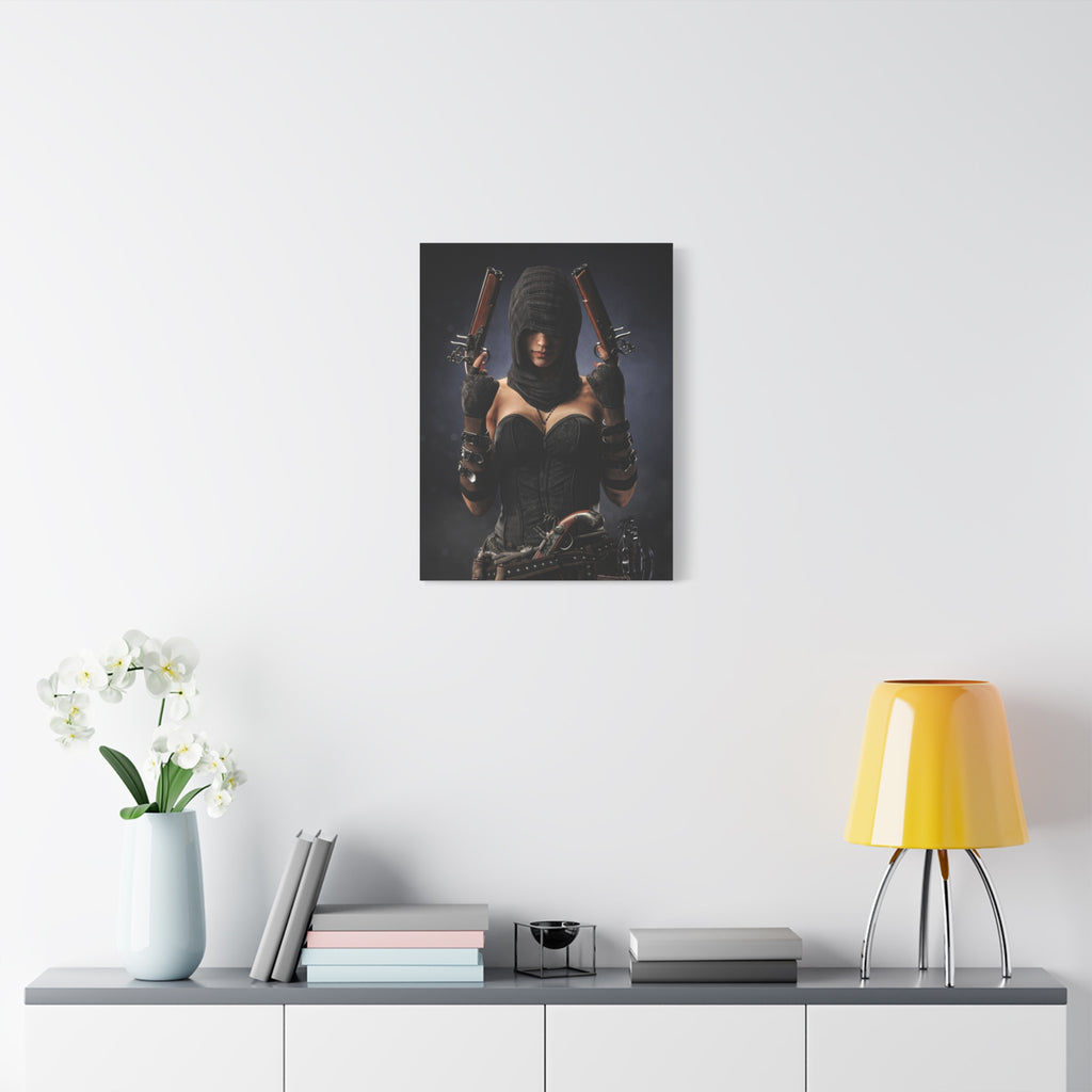 Pirate Assassin Matte Canvas Print — Hooded Female  Wall Art- No Ai- Human created illustration art