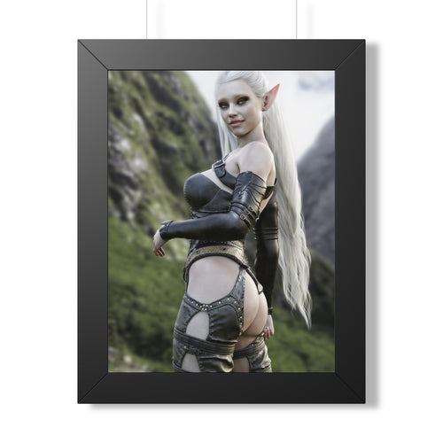 Elf Warrior Poster — Framed Fantasy Vertical Art Print- No AI - Human created illustration art.