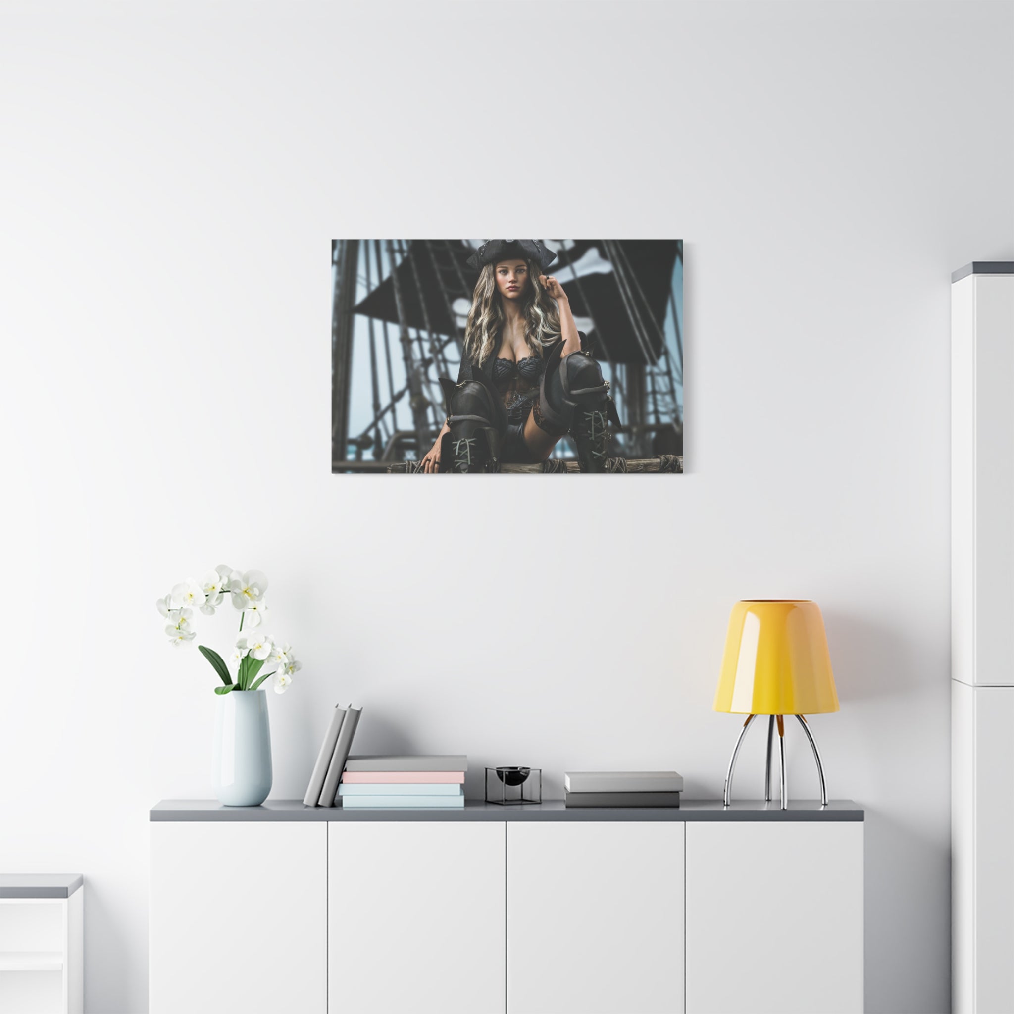 Pirate Queen Canva Wall Art – Hand-Crafted Fantasy Pirate Illustration