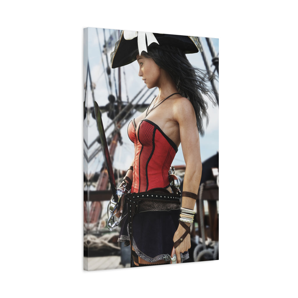 Female Pirate Canvas Wall Art | Handcrafted Fantasy Pirate Print
