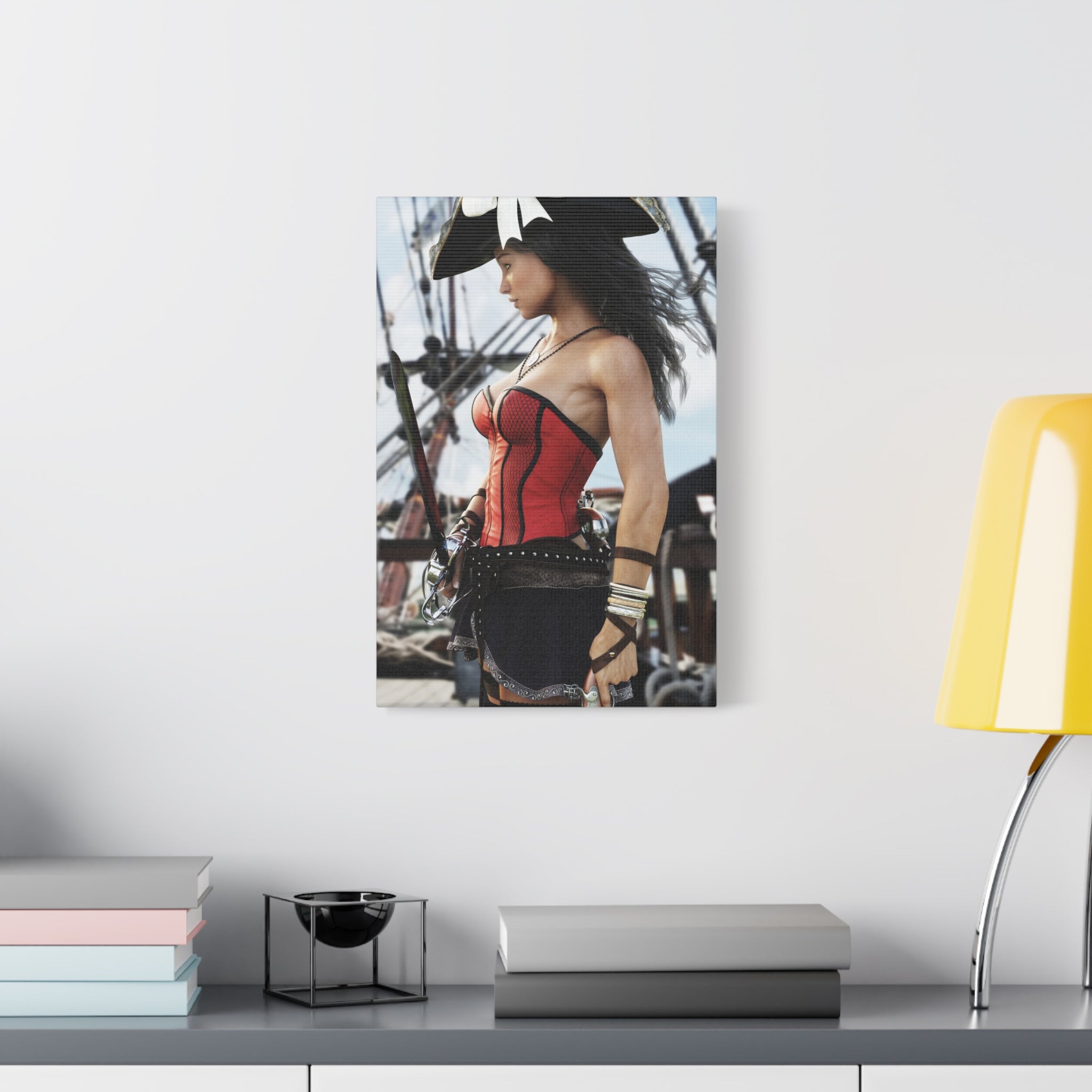 Female Pirate Canvas Wall Art | Handcrafted Fantasy Pirate Print