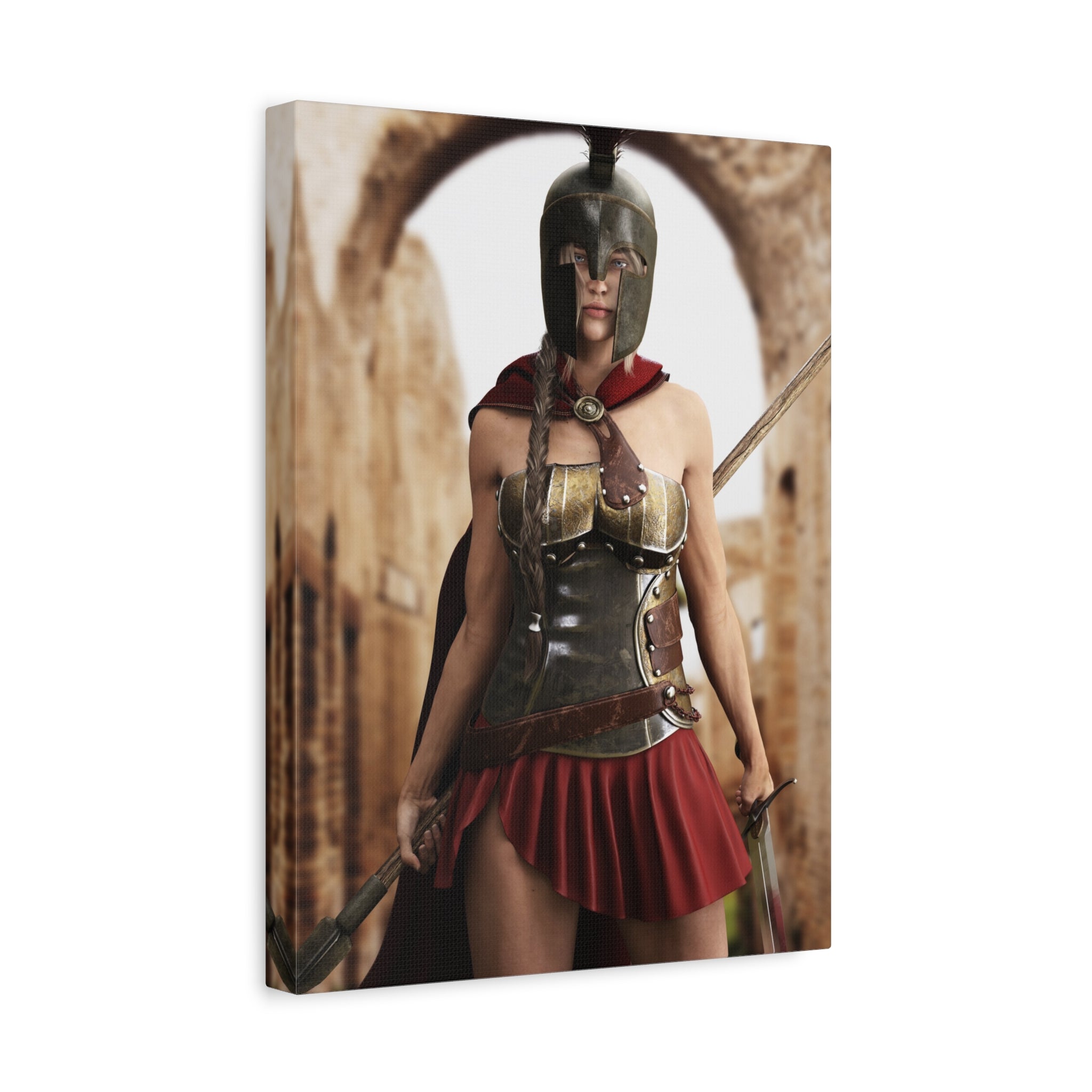 Spartan Female Warrior Canvas Wall Art