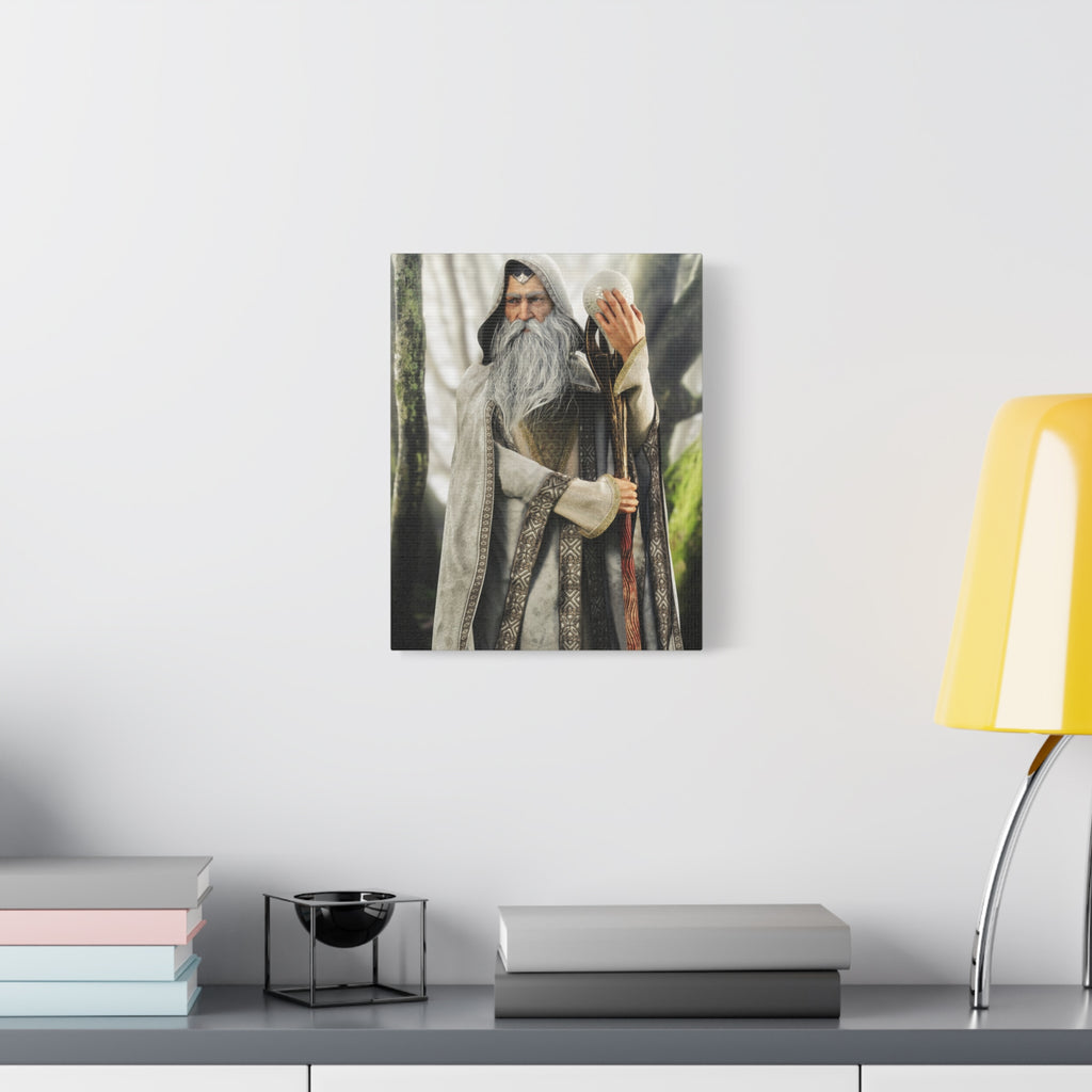 Wizard Portrait Matte Canvas Wall Art - Fantasy Sorcerer Stretched Canvas- No AI - Human created illustration art
