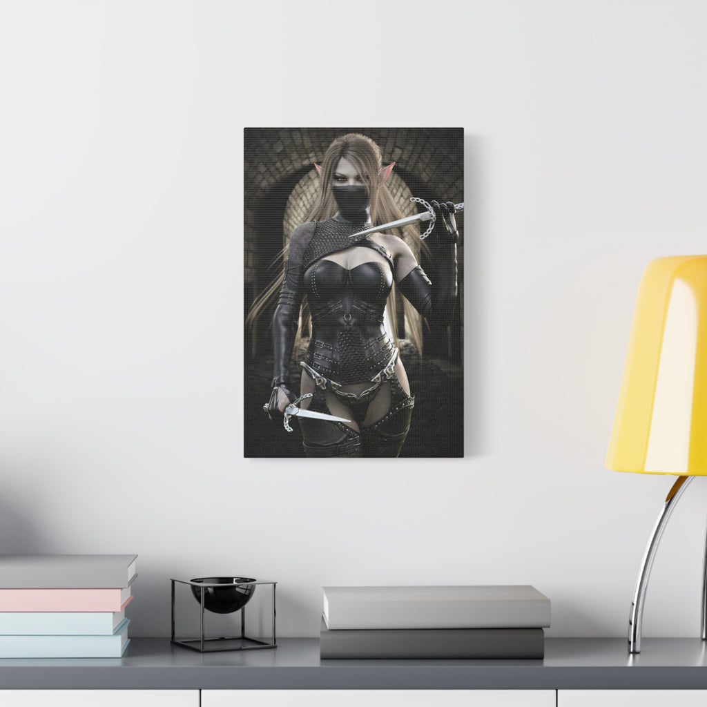 Dark Elf Assassin Canvas Wall Art | Fantasy Rogue Elf Artwork