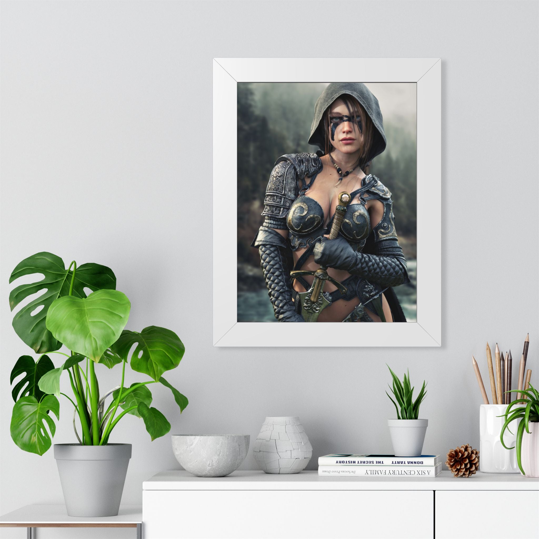 Fantasy Ranger Warrior Framed Poster — Female Armored Rogue Wall Art