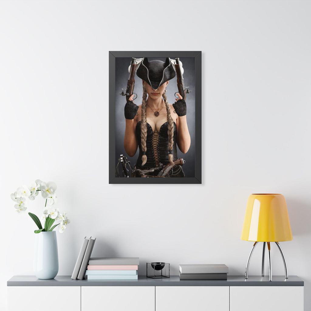 Female Pirate Portrait Framed Wall Art | Original Pirate Fantasy Artwork