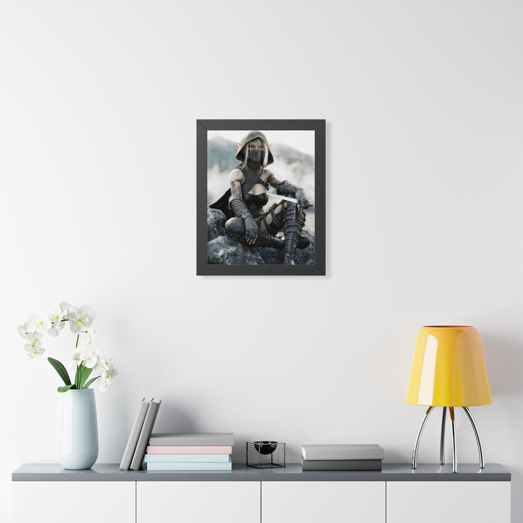 Framed Poster — Fantasy Rogue Assassin Art Print- No AI - Human created illustration art