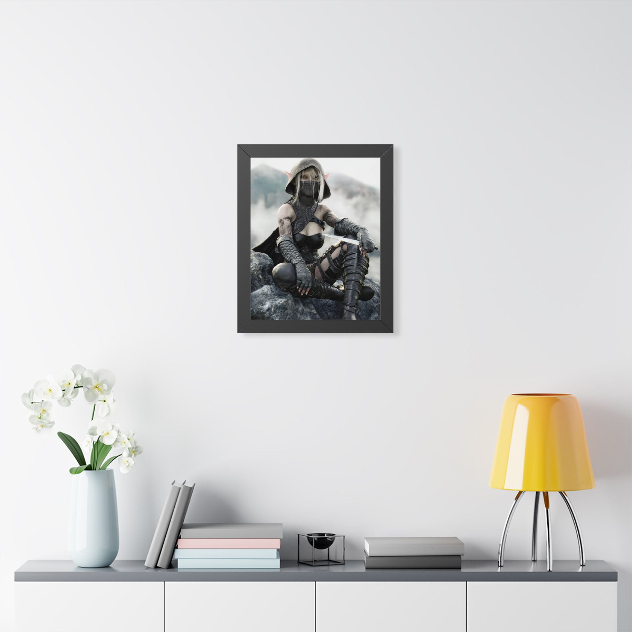 Framed Poster — Fantasy Rogue Assassin Art Print- No AI - Human created illustration art