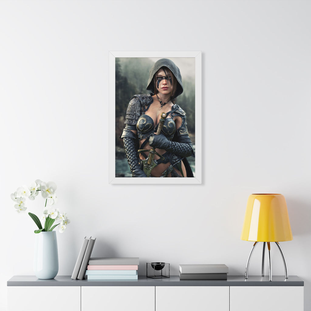 Fantasy Ranger Warrior Framed Poster — Female Armored Rogue Wall Art