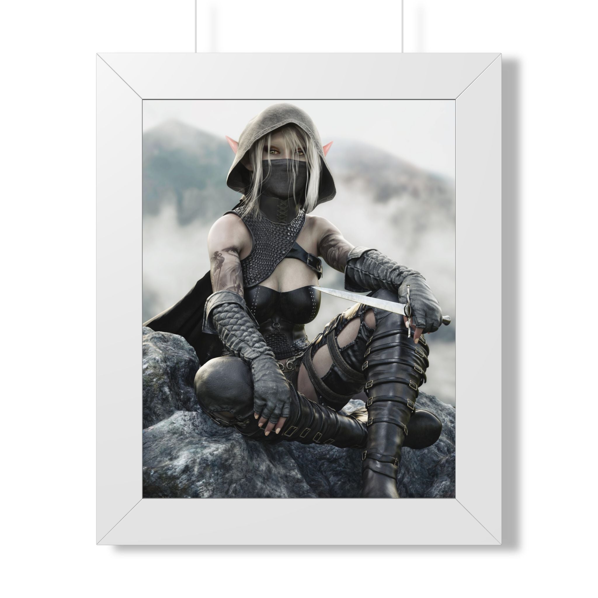 Framed Poster — Fantasy Rogue Assassin Art Print- No AI - Human created illustration art