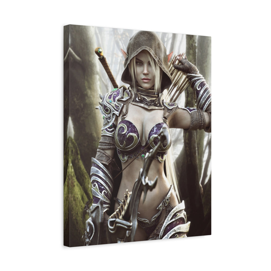Fantasy Archer Warrior Canvas Print — Matte Stretched Wall Art- No AI- Human created illustration art