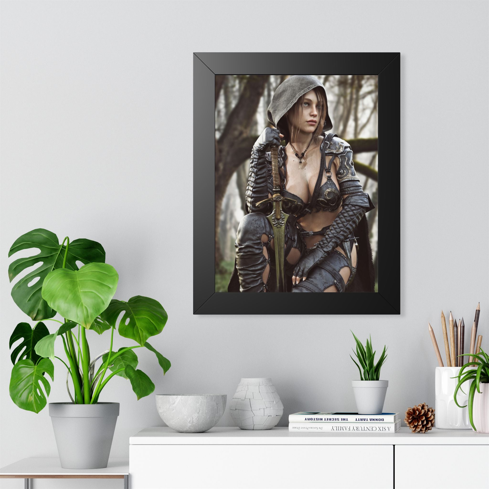 Female Ranger Framed Wall Art | Handcrafted Fantasy Framed Art Print