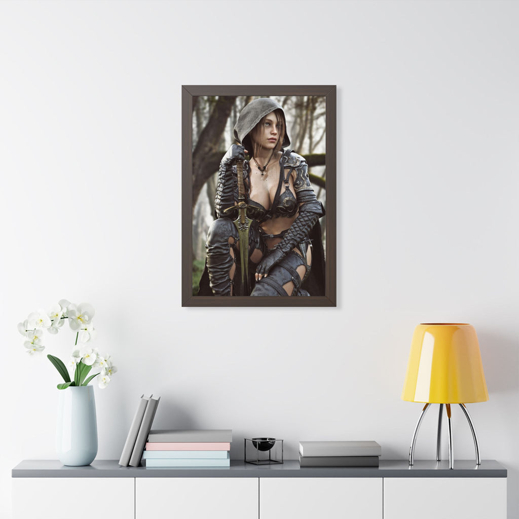 Female Ranger Framed Wall Art | Handcrafted Fantasy Framed Art Print