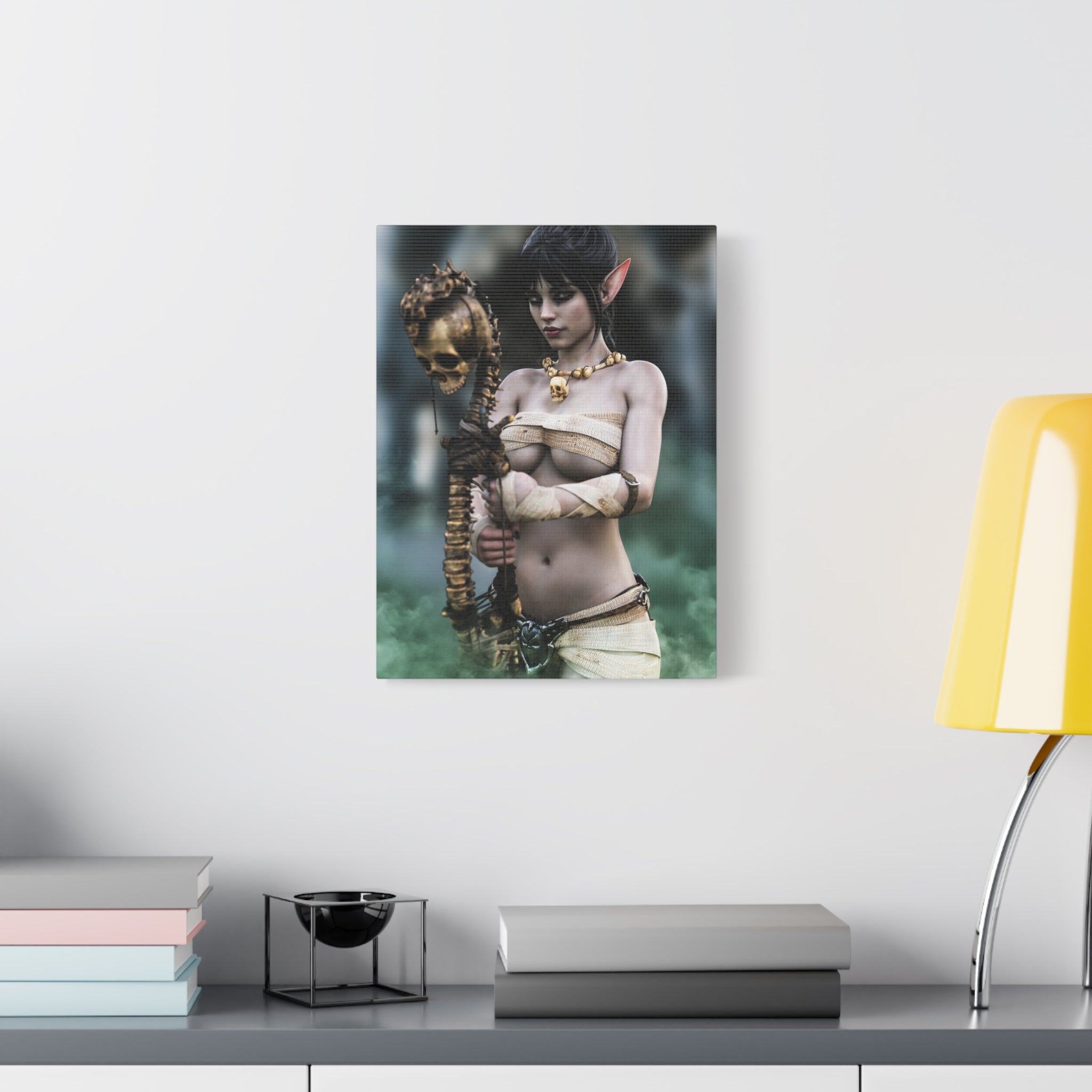 Dark Elf Necromancer Canvas Wall Art | Gothic Fantasy Sorceress Artwork