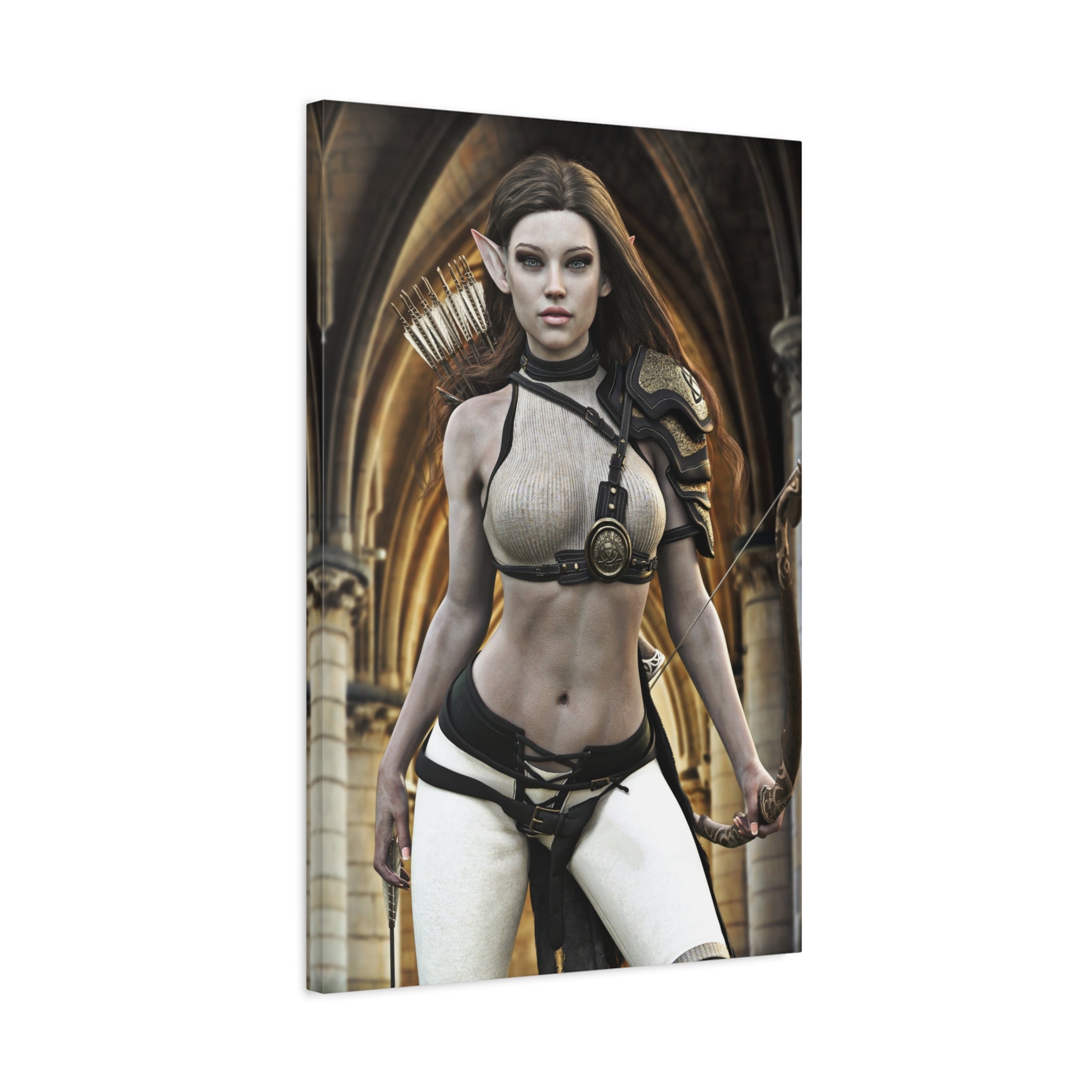 Fantasy Elven Archer Canvas Print – Warrior Elf Wall Art- No AI- Human created illustraion art