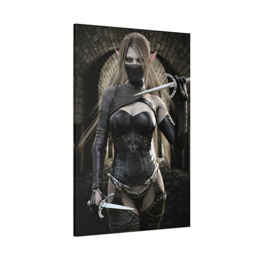 Dark Elf Assassin Canvas Wall Art | Fantasy Rogue Elf Artwork