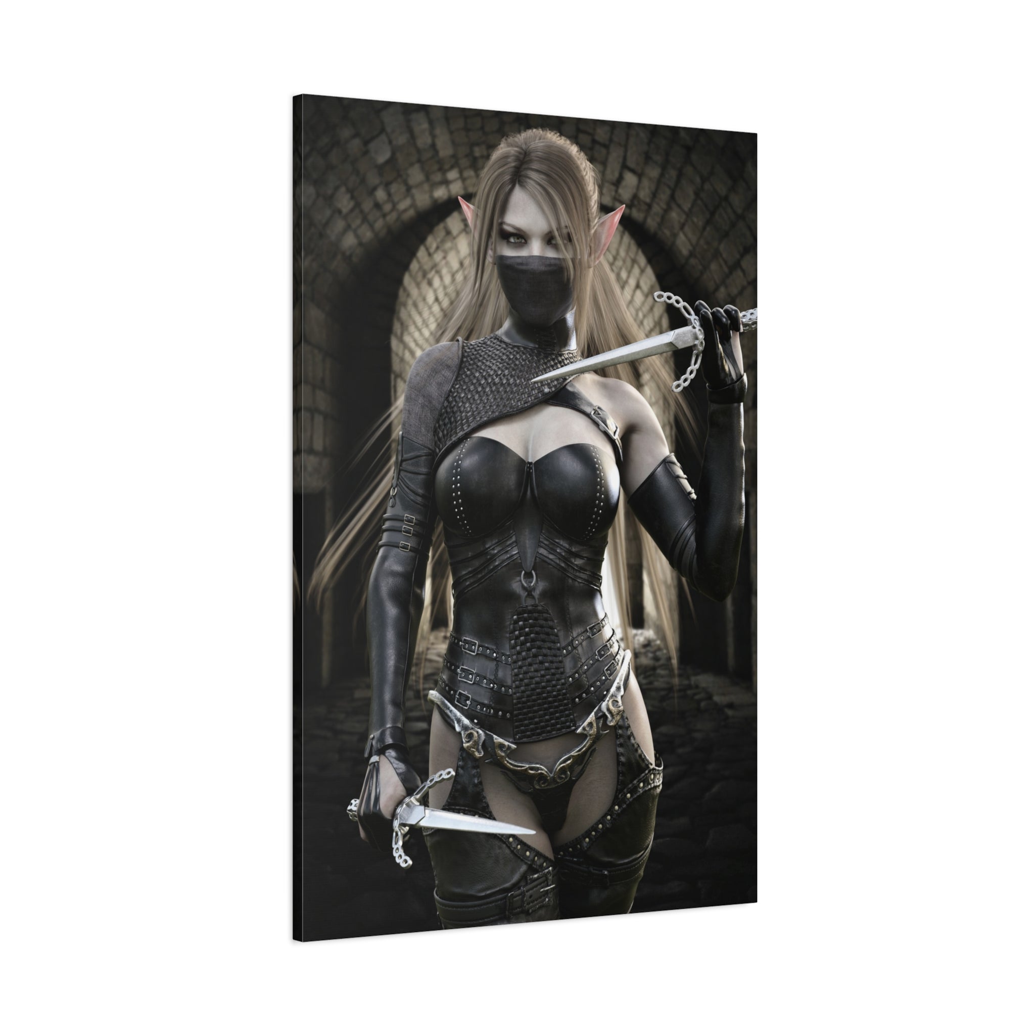 Dark Elf Assassin Canvas Wall Art | Fantasy Rogue Elf Artwork