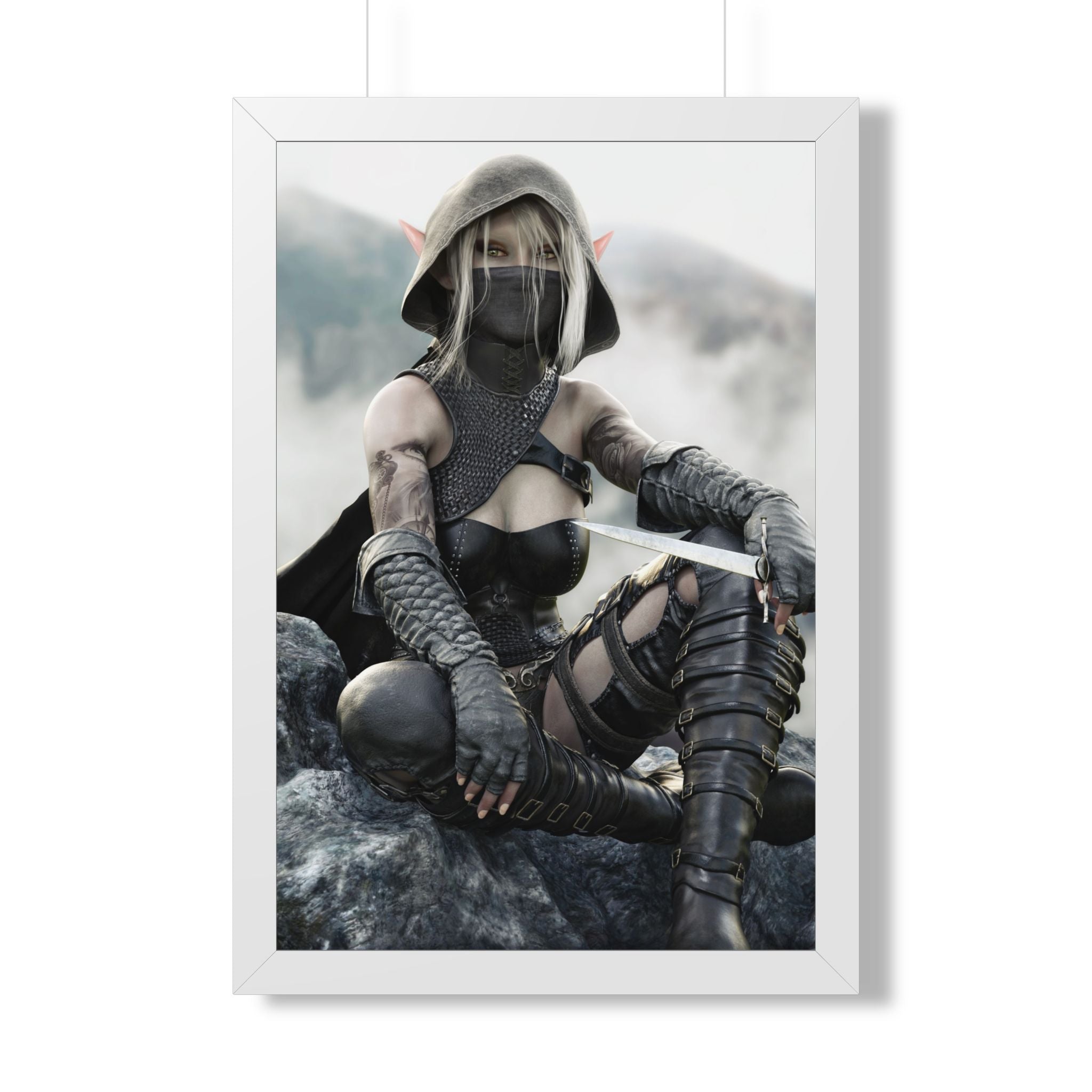 Framed Poster — Fantasy Rogue Assassin Art Print- No AI - Human created illustration art