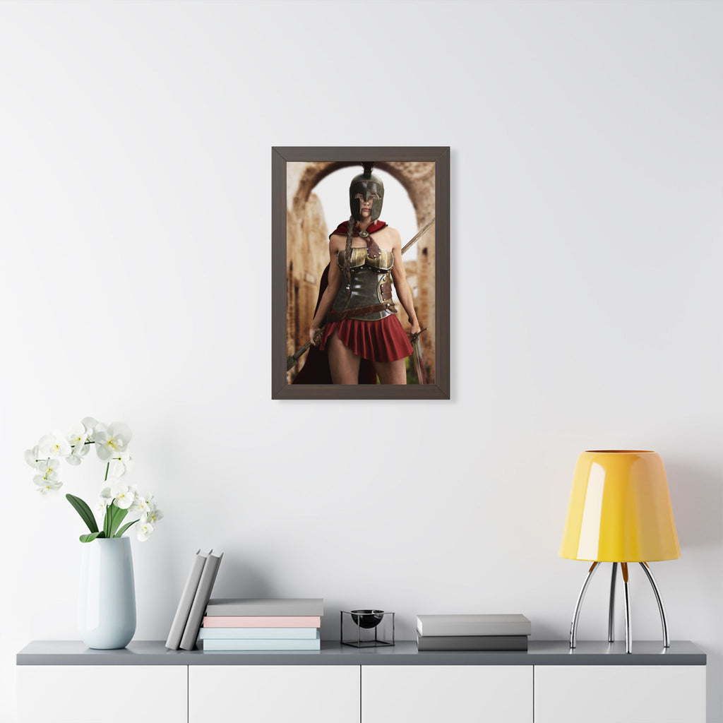 Spartan Female Warrior Framed Wall Art | Ancient Greek Fantasy Artwork