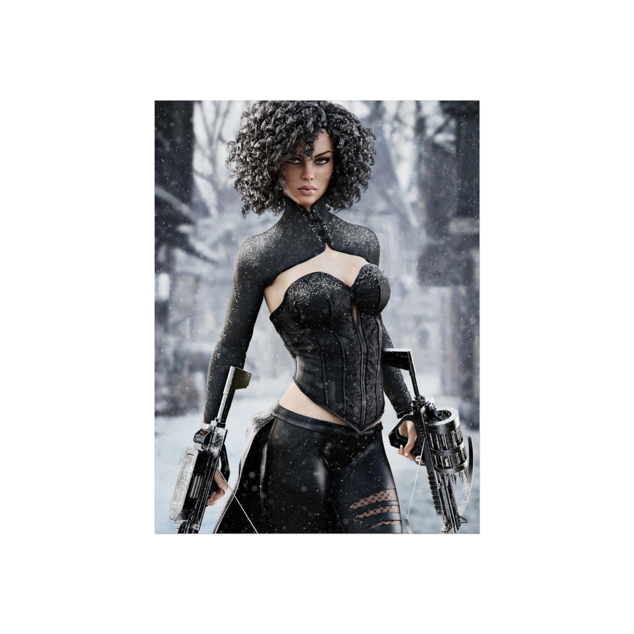 Fine Art Poster — Female huntress  (Digital Art Print) - No AI- Human created illustraion art
