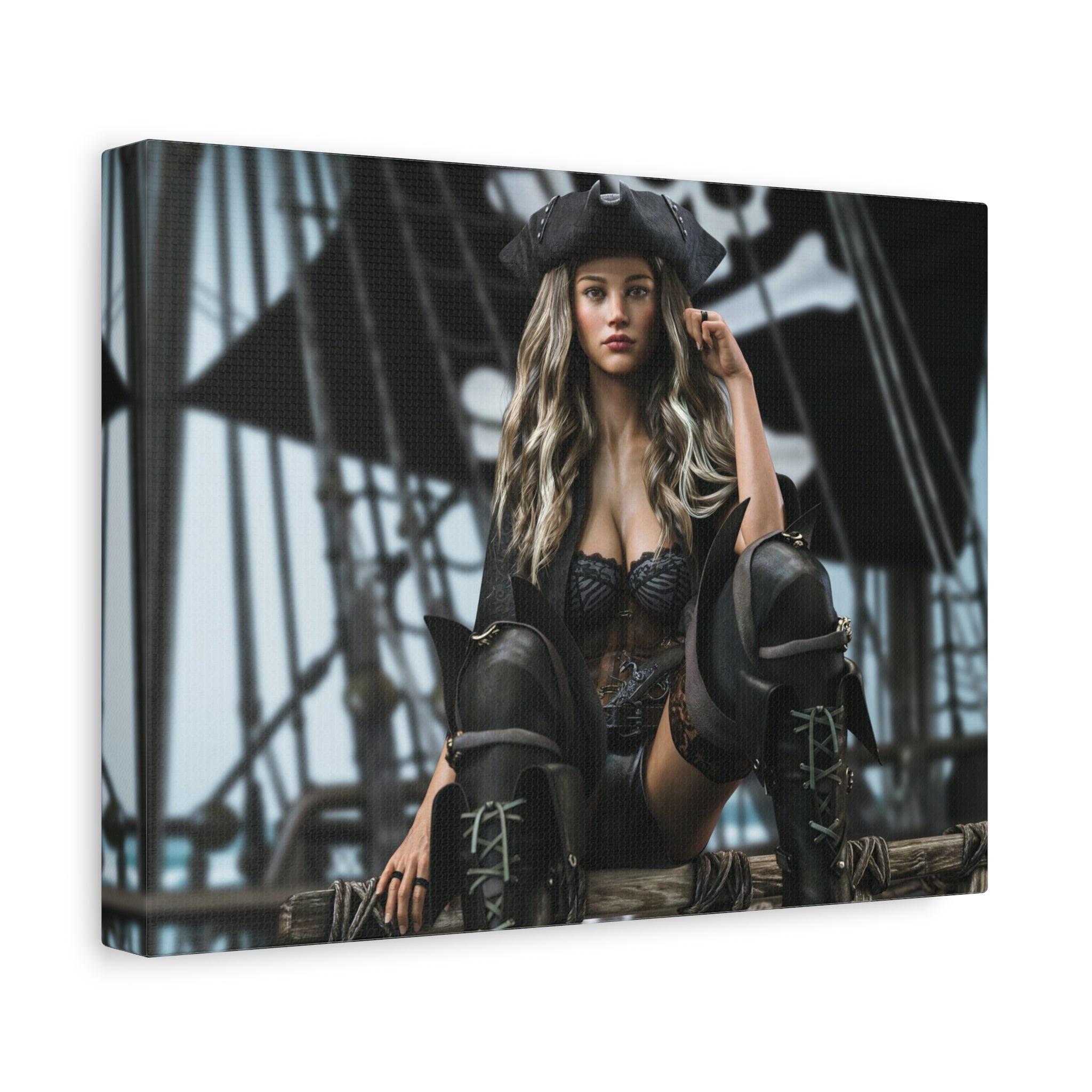 Pirate Queen Canva Wall Art – Hand-Crafted Fantasy Pirate Illustration
