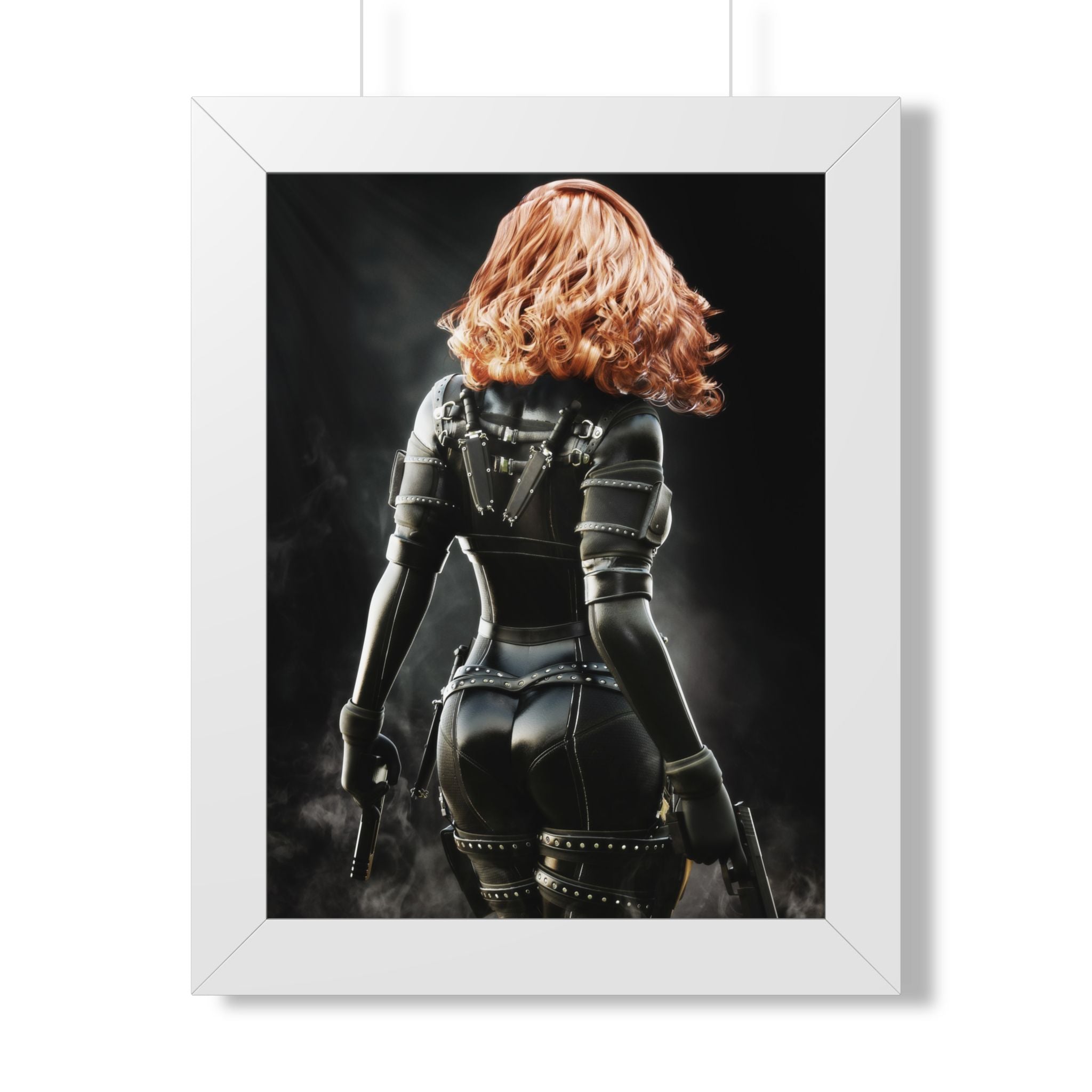Black Widow-Inspired Framed Poster — Female Superhero Art Print (Vertical) - No AI- human created illustration art