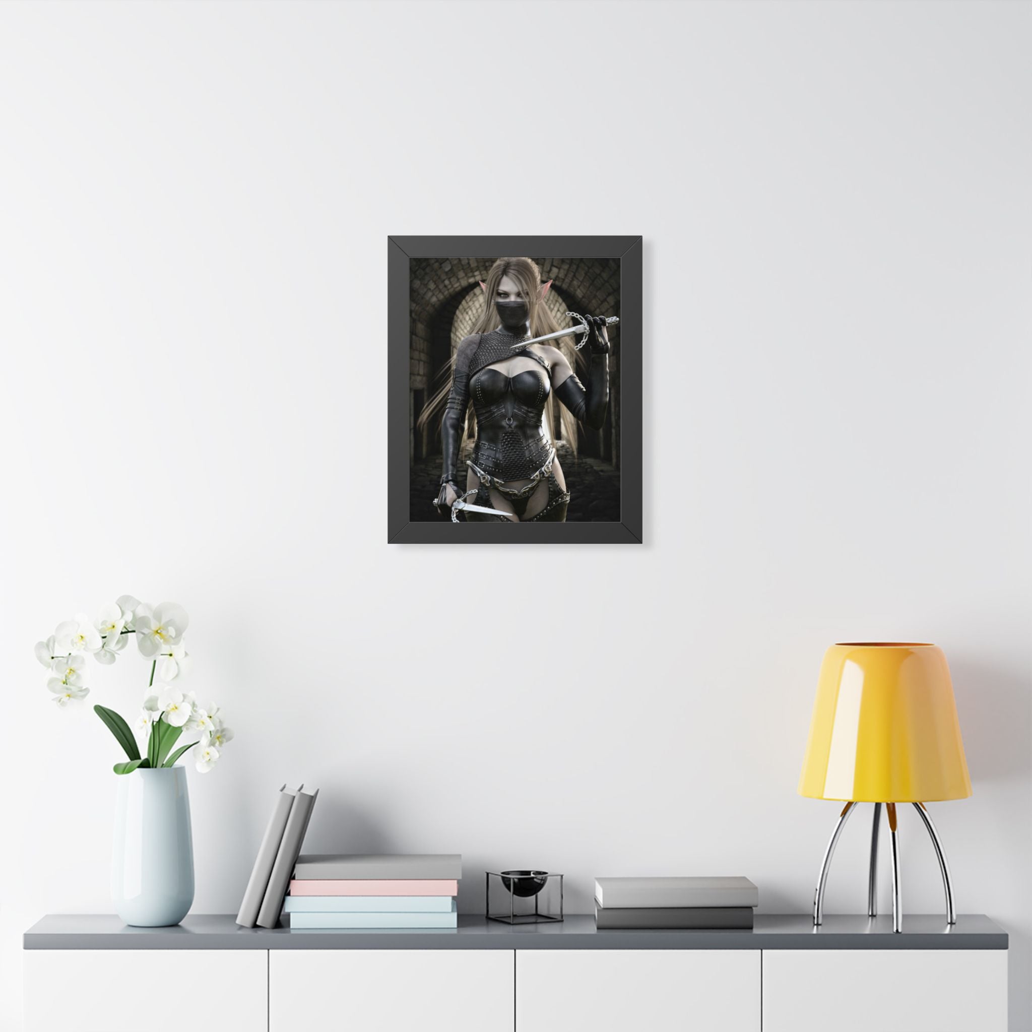 Dark Elf Assassin Framed Wall Art | Fantasy Rogue Art Print