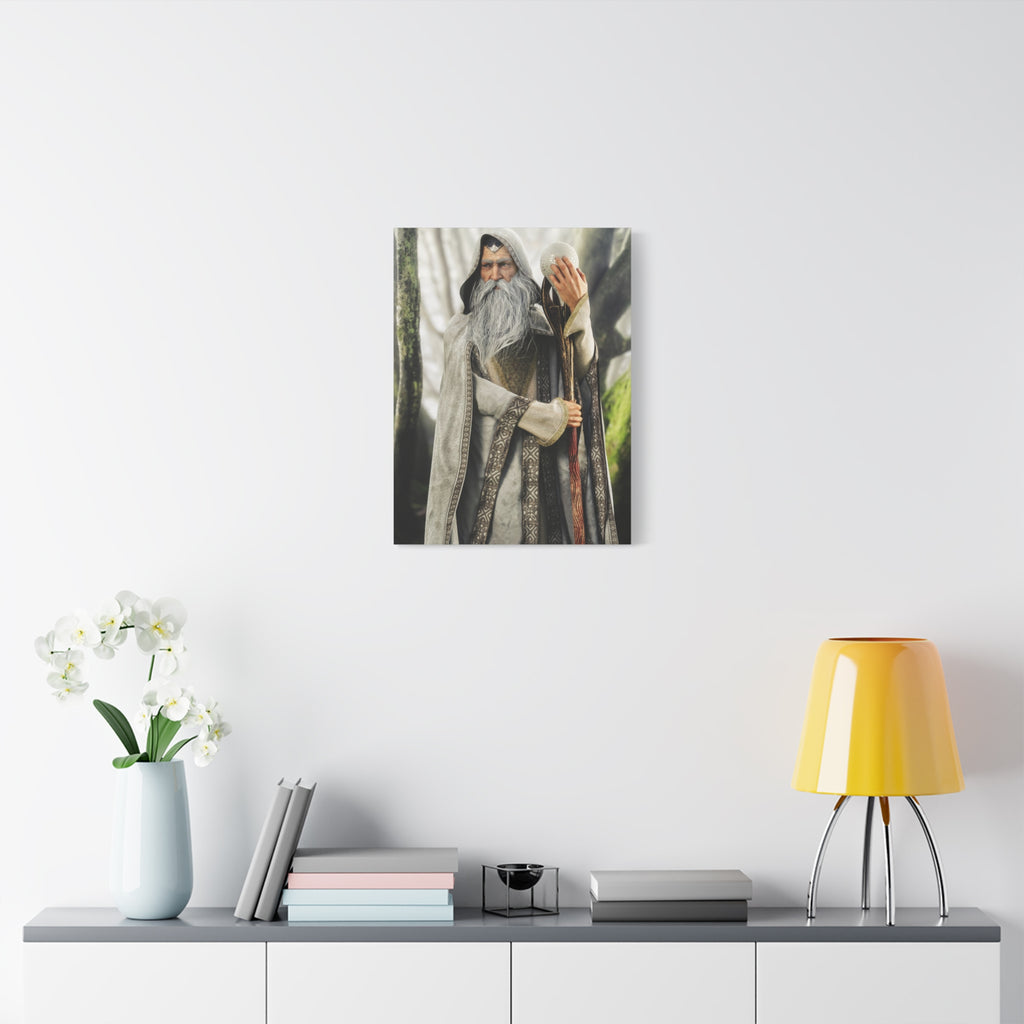 Wizard Portrait Matte Canvas Wall Art - Fantasy Sorcerer Stretched Canvas- No AI - Human created illustration art
