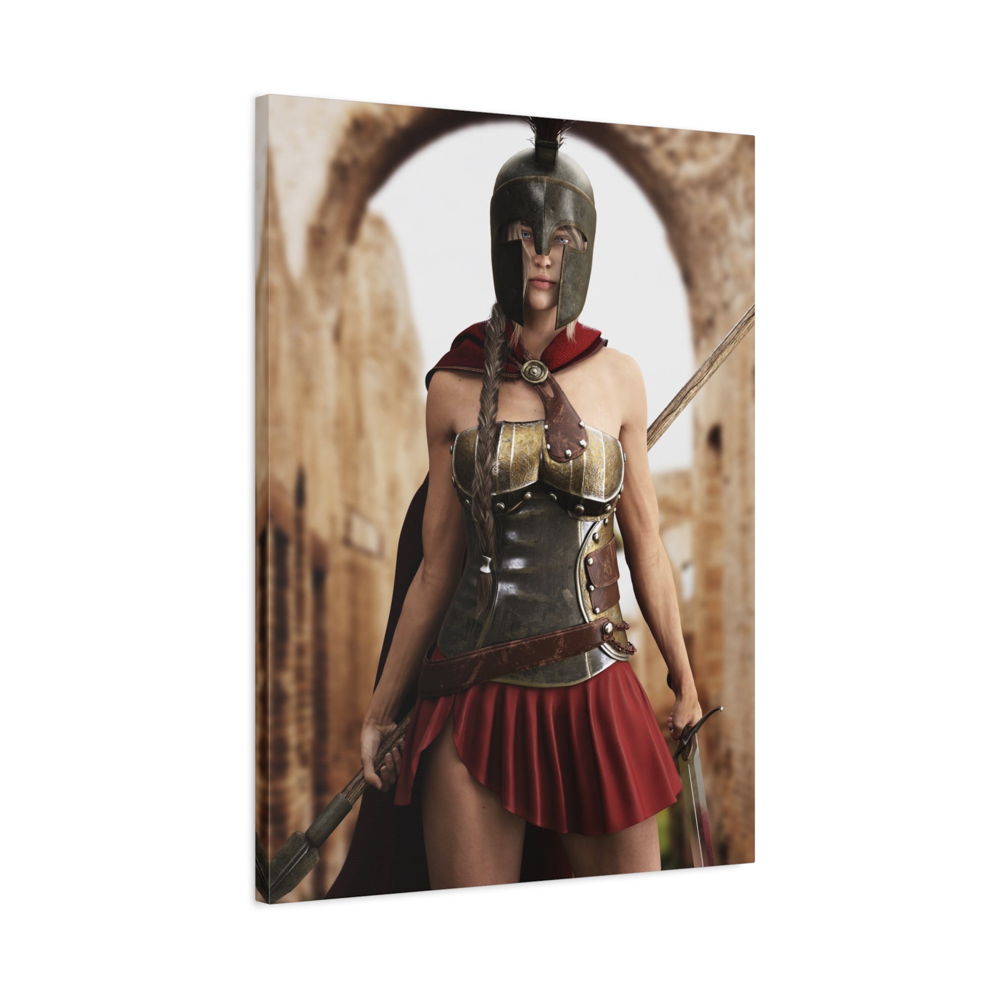 Spartan Female Warrior Canvas Wall Art