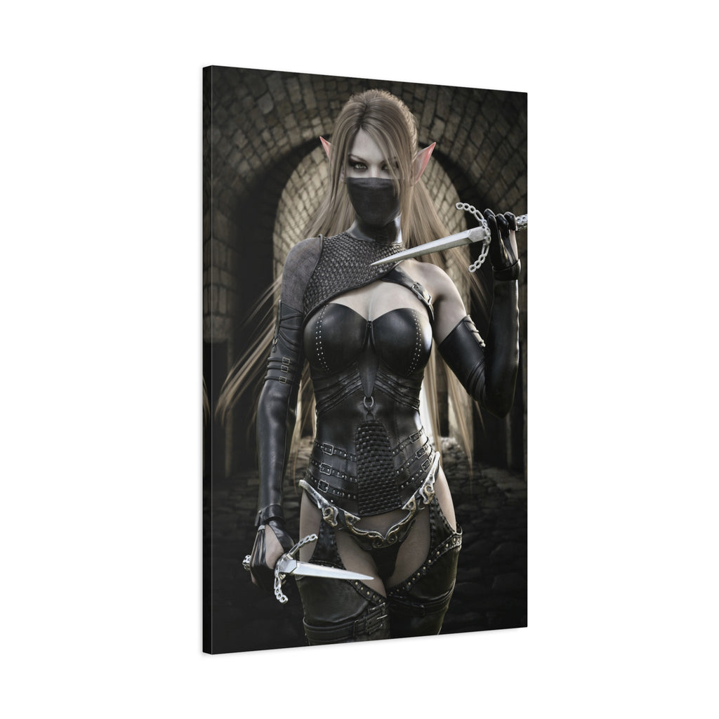 Dark Elf Assassin Canvas Wall Art | Fantasy Rogue Elf Artwork