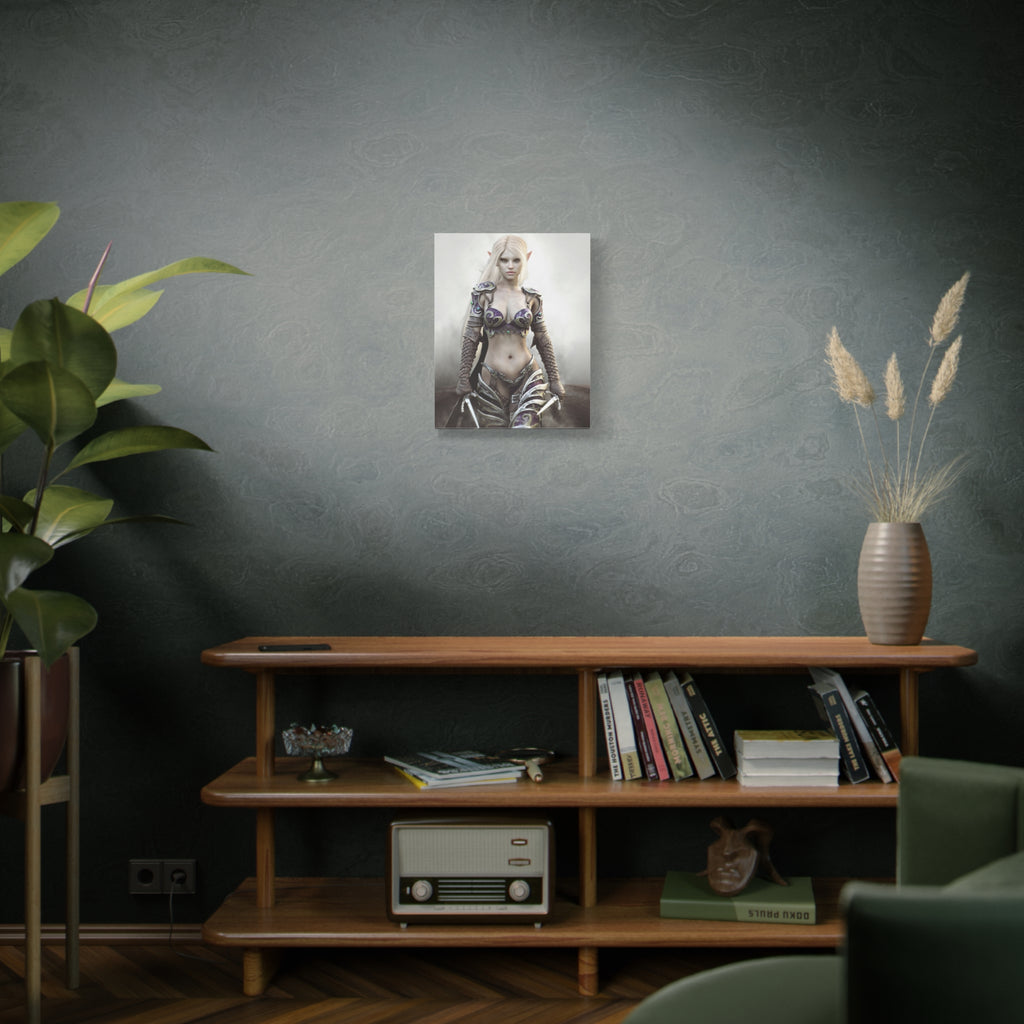 Dark Elf Warrior Fantasy Canvas Print — Matte Stretched Wall Art - No AI- Human created illustration art