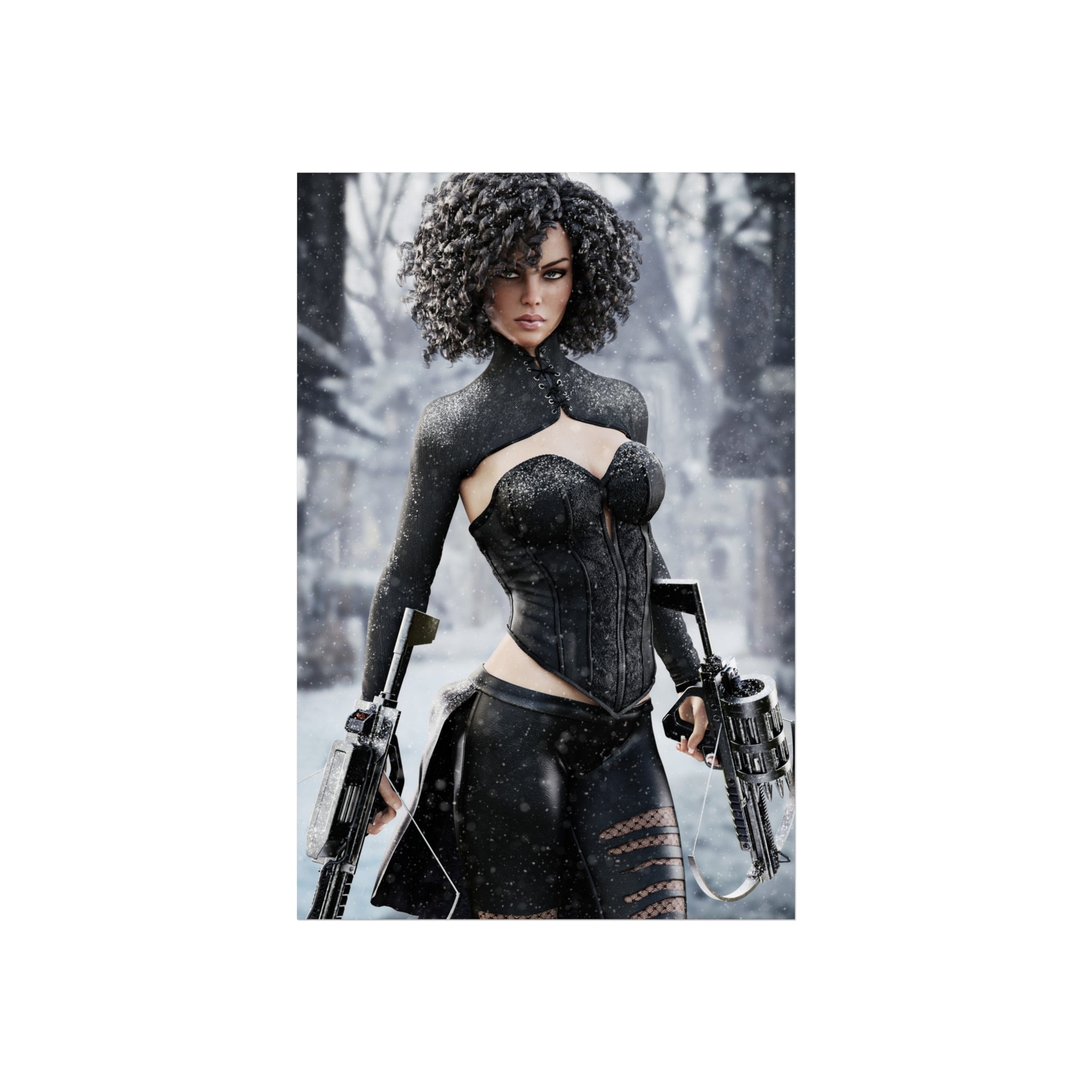 Fine Art Poster — Female huntress  (Digital Art Print) - No AI- Human created illustraion art