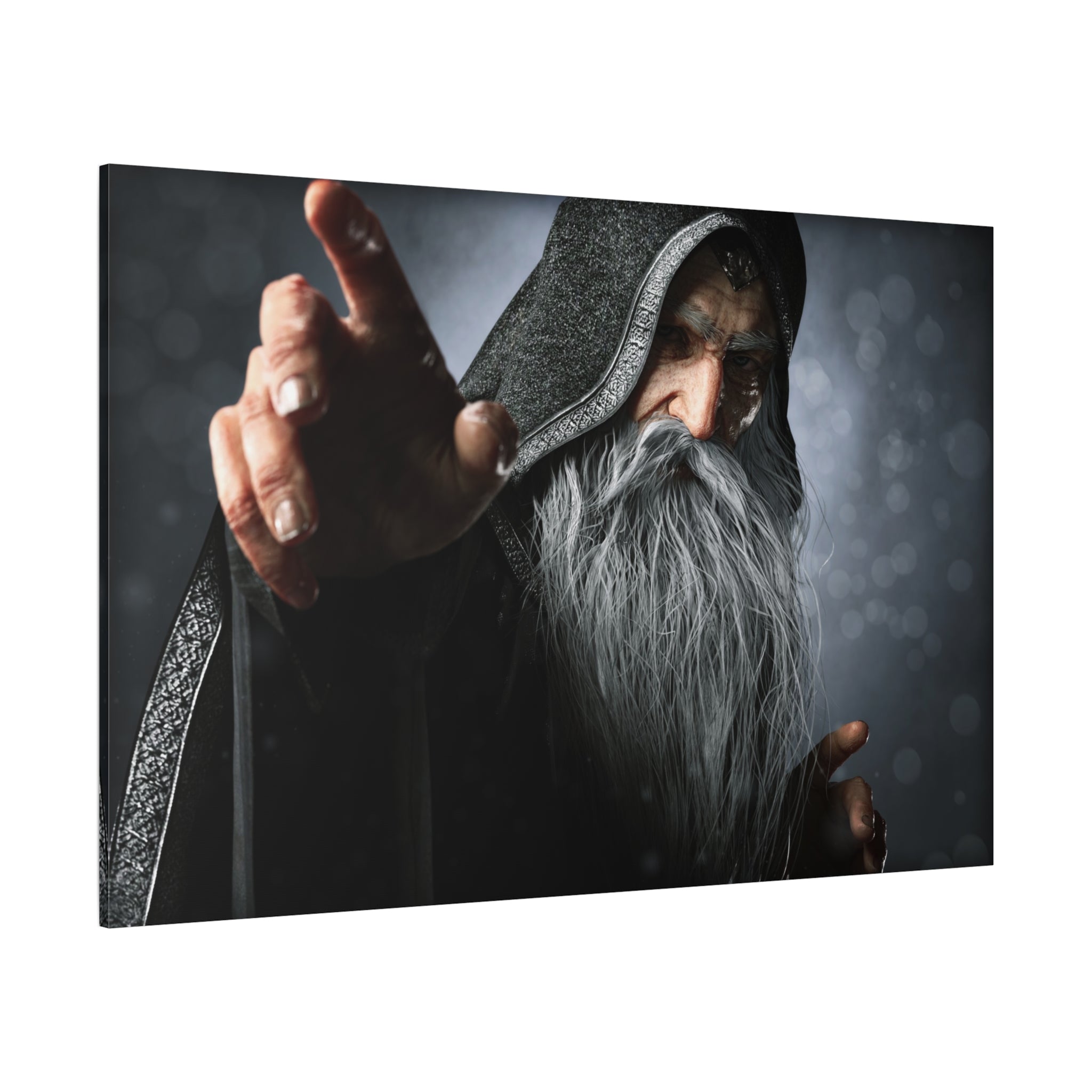 Mystic Wizard Portrait Canvas — Stretched Matte Wall Art - No AI - Human created illustration art