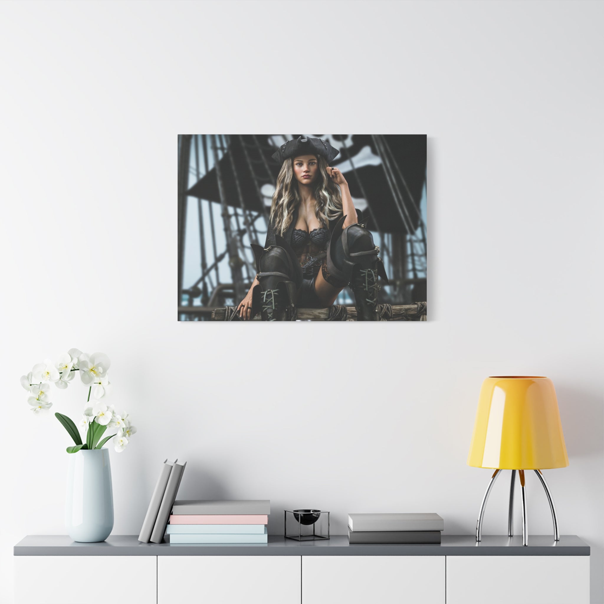 Pirate Queen Canva Wall Art – Hand-Crafted Fantasy Pirate Illustration