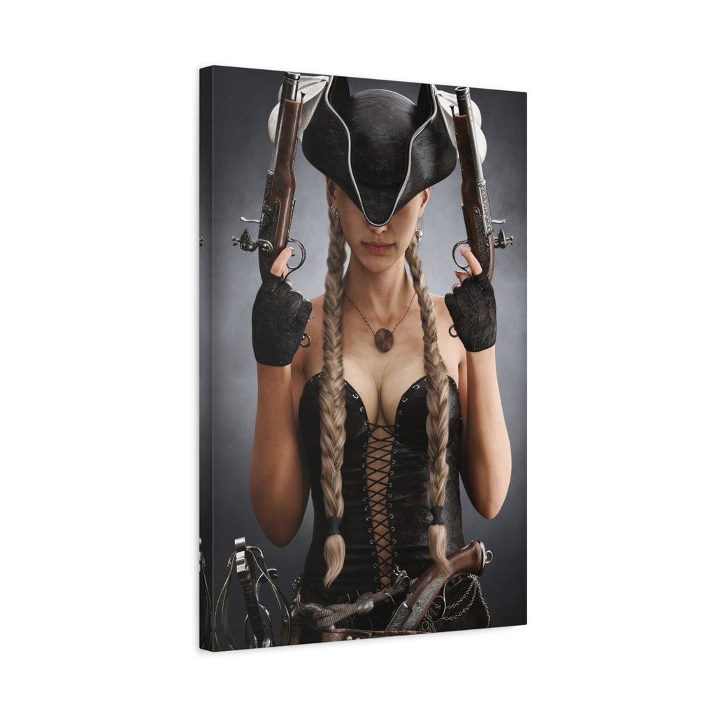 Female Pirate Portrait Canvas Wall Art | Original Pirate Fantasy Artwork