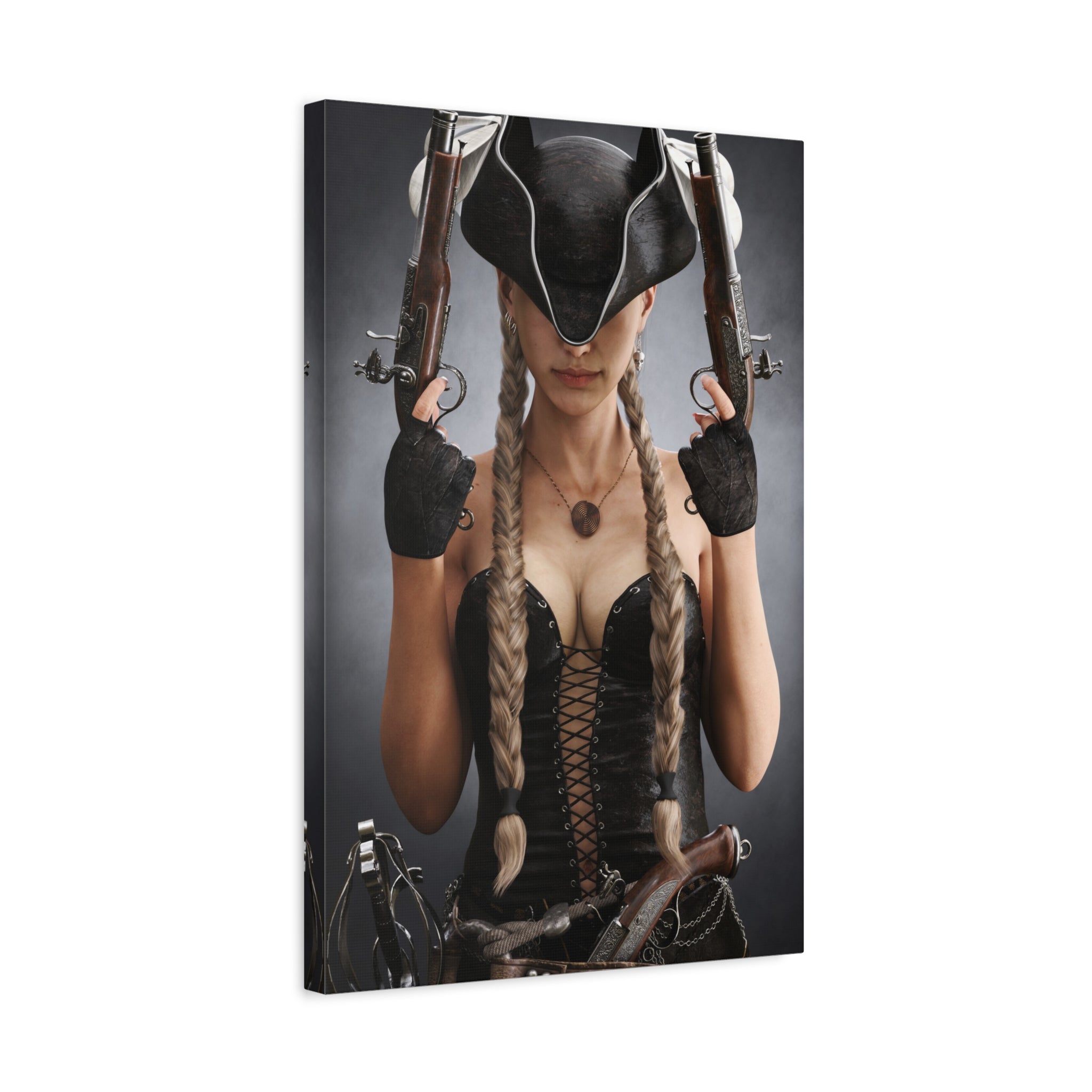 Female Pirate Portrait Canvas Wall Art | Original Pirate Fantasy Artwork