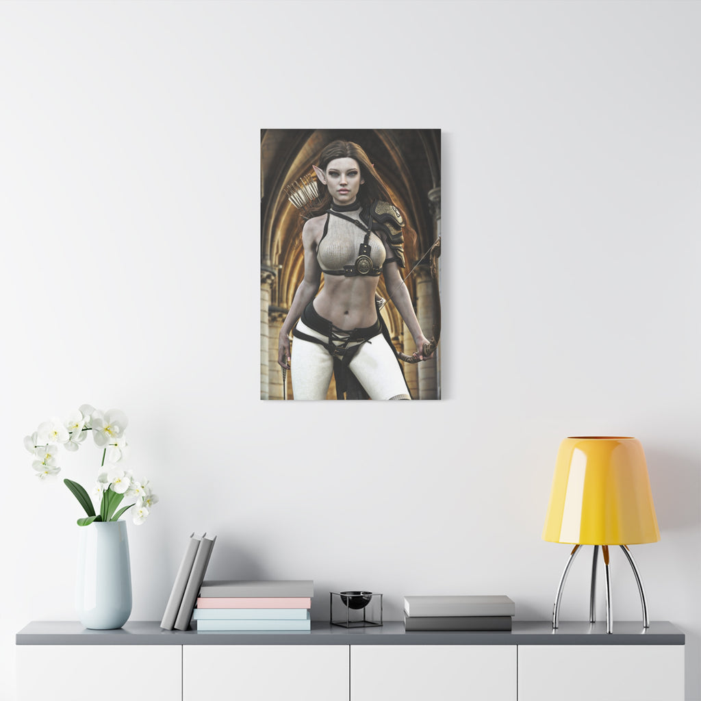 Fantasy Elven Archer Canvas Print – Warrior Elf Wall Art- No AI- Human created illustraion art
