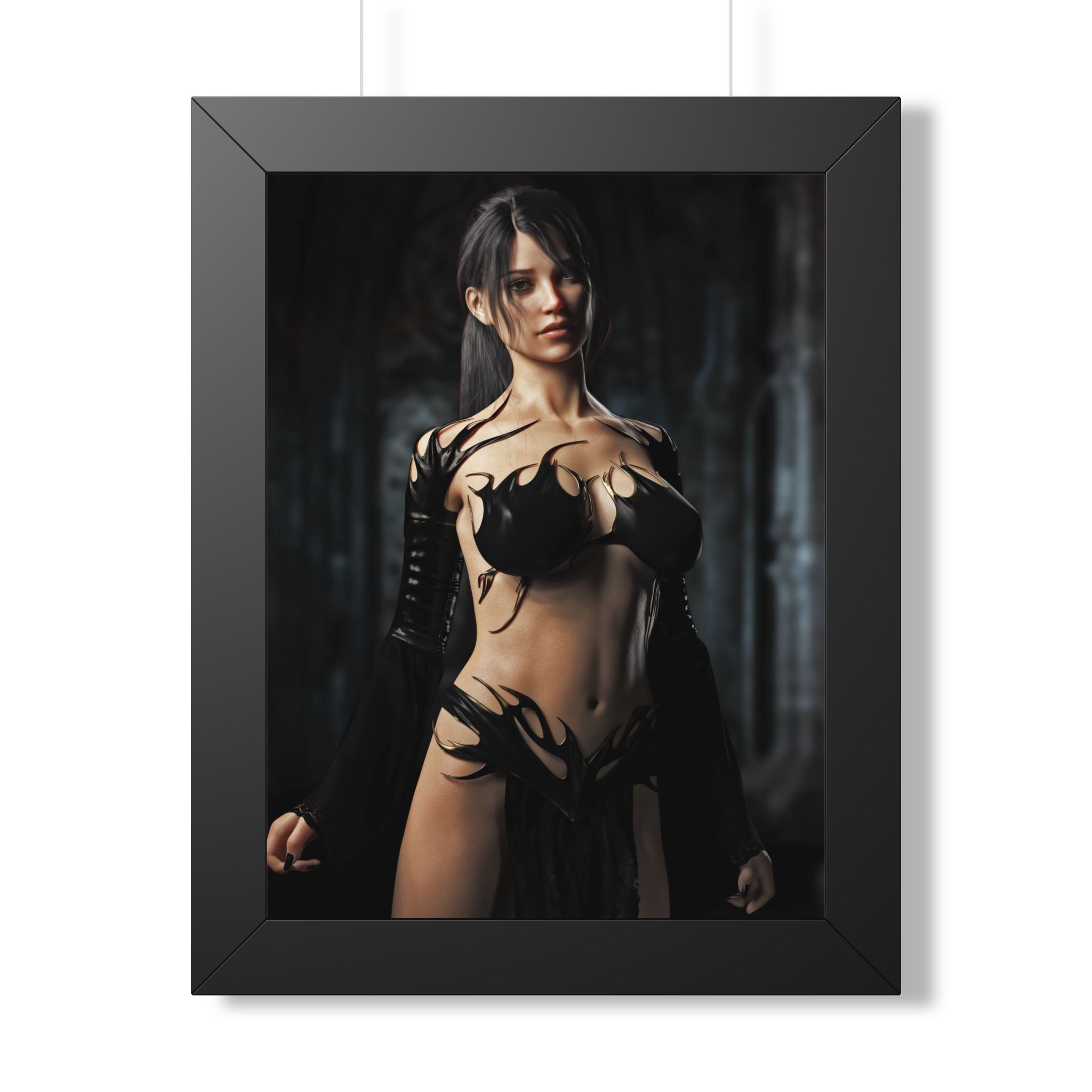 Framed Poster — Dark Fantasy Sorceress Woman Art Print- No AI- Human created illustration art