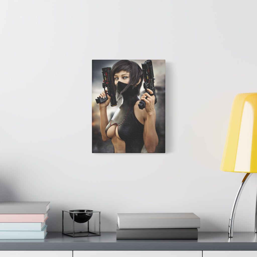 Futuristic Assassin Matte Canvas Wall Art - No Ai- Human created illustration art