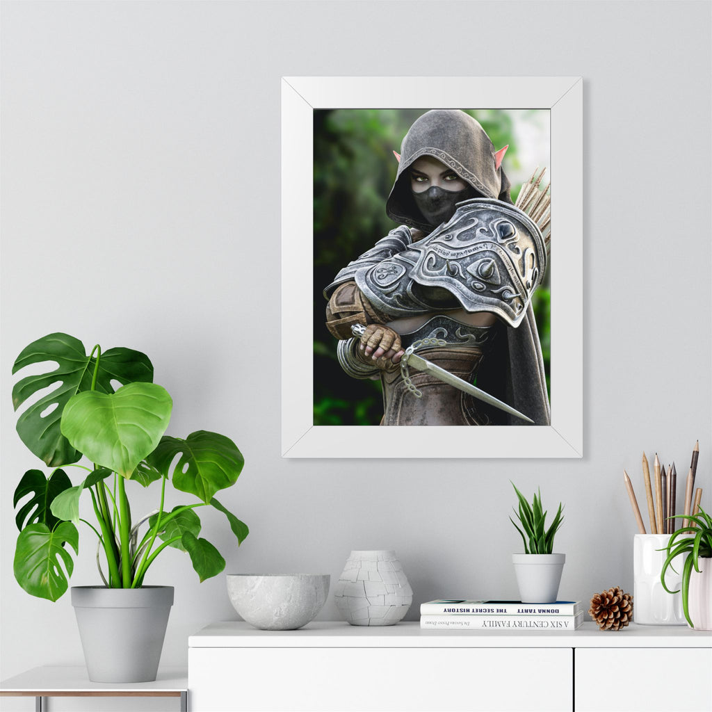 Framed Poster — Fantasy Dark Elf Archer Drow Wall Art