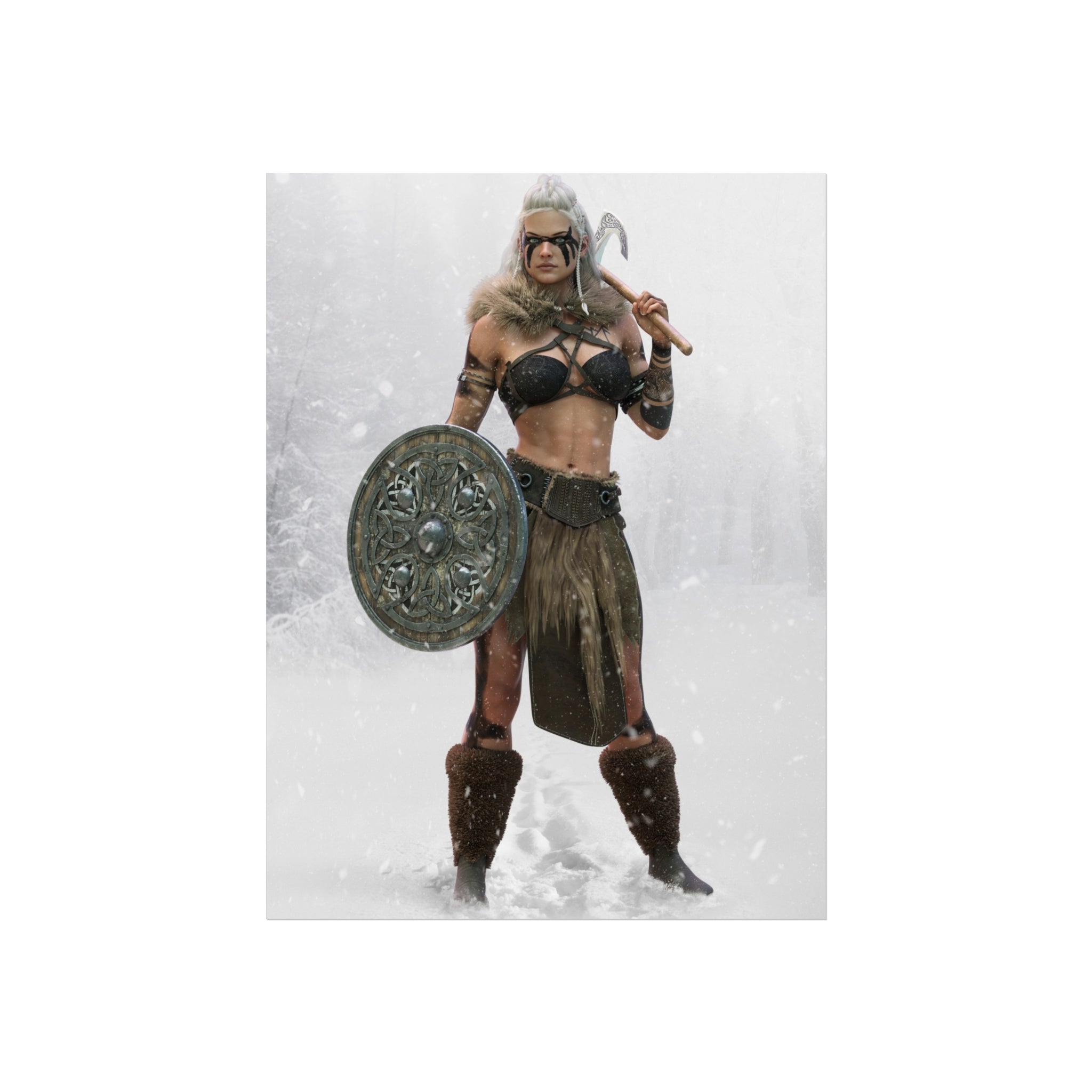 Viking Shieldmaiden Fine Art Poster — Nordic Warrior Wall Art- No Ai - Human created illustration art
