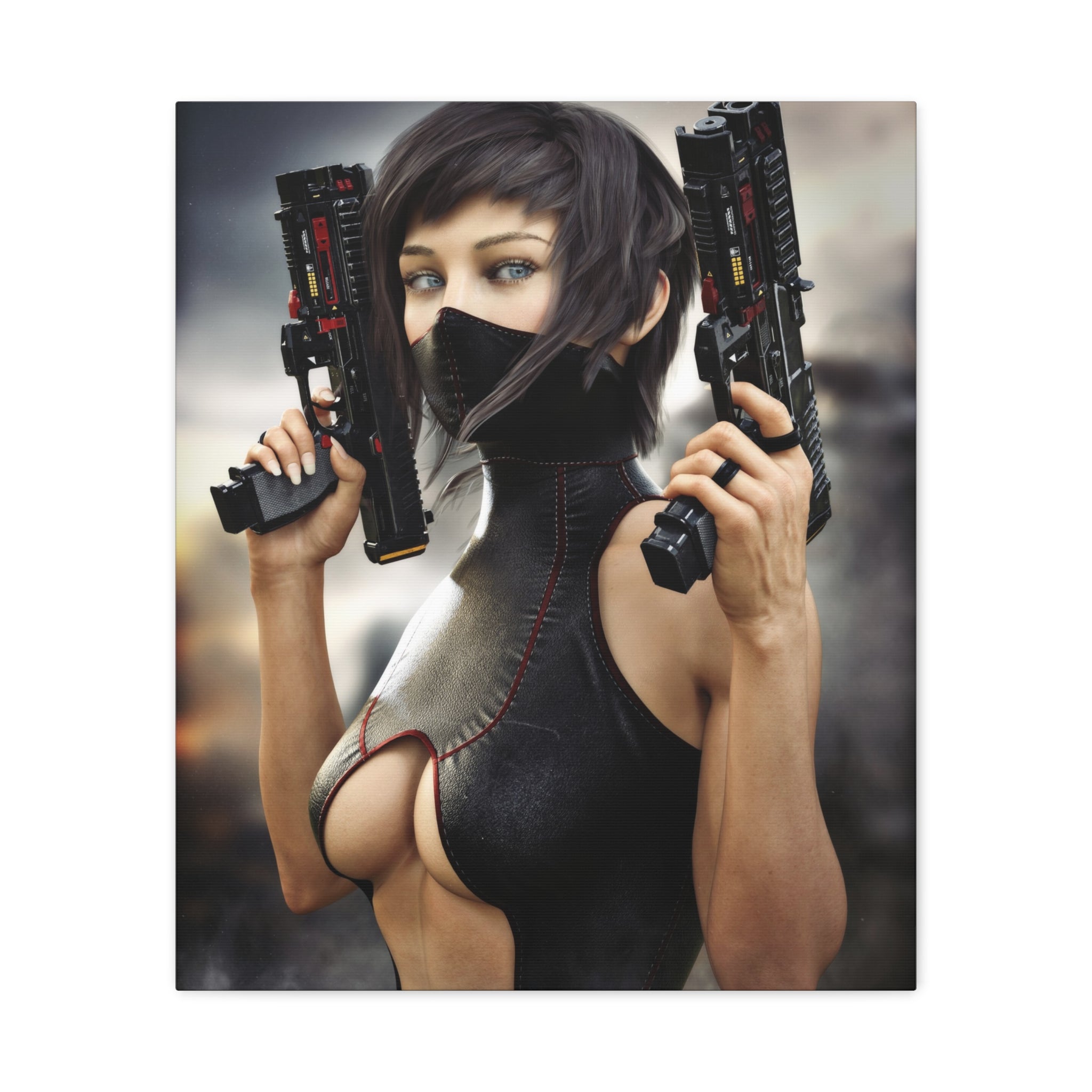 Futuristic Assassin Matte Canvas Wall Art - No Ai- Human created illustration art