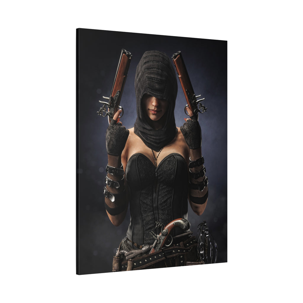 Pirate Assassin Matte Canvas Print — Hooded Female  Wall Art- No Ai- Human created illustration art