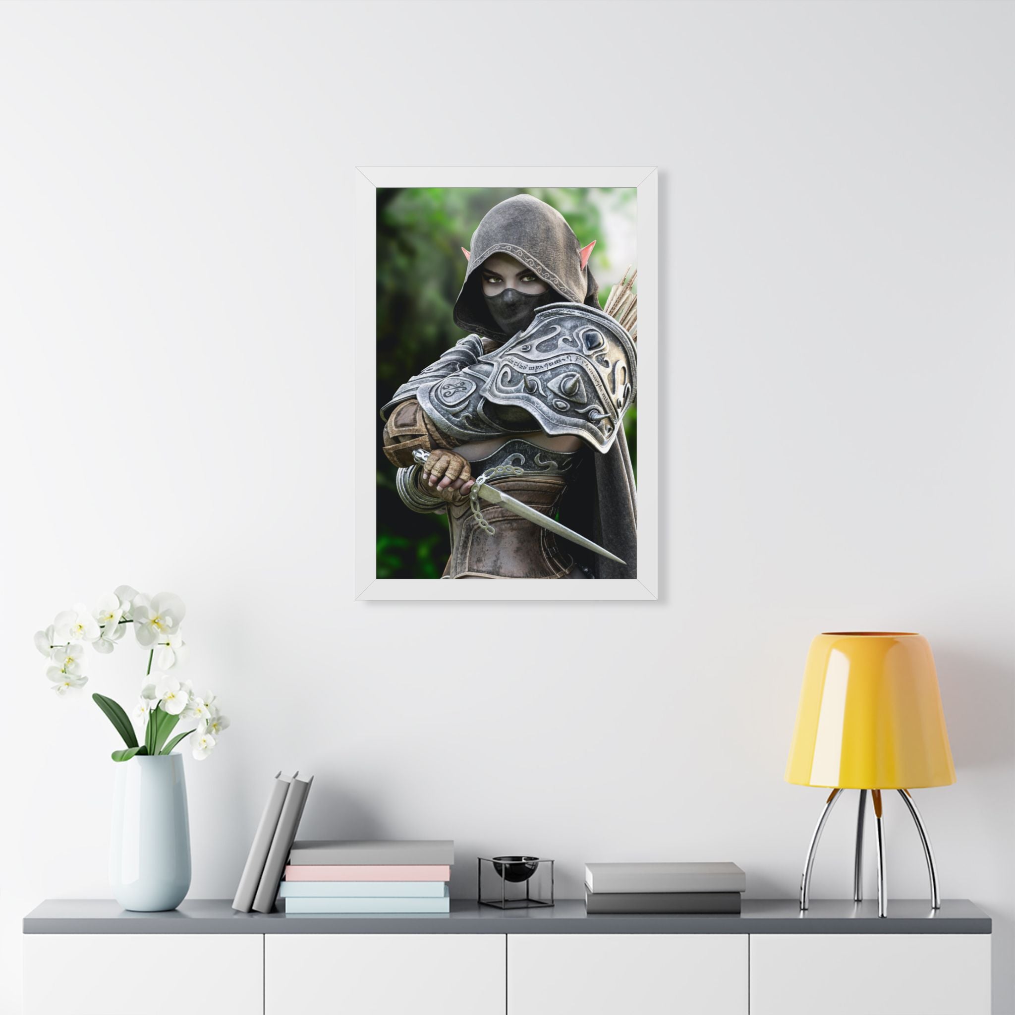 Framed Poster — Fantasy Dark Elf Archer Drow Wall Art