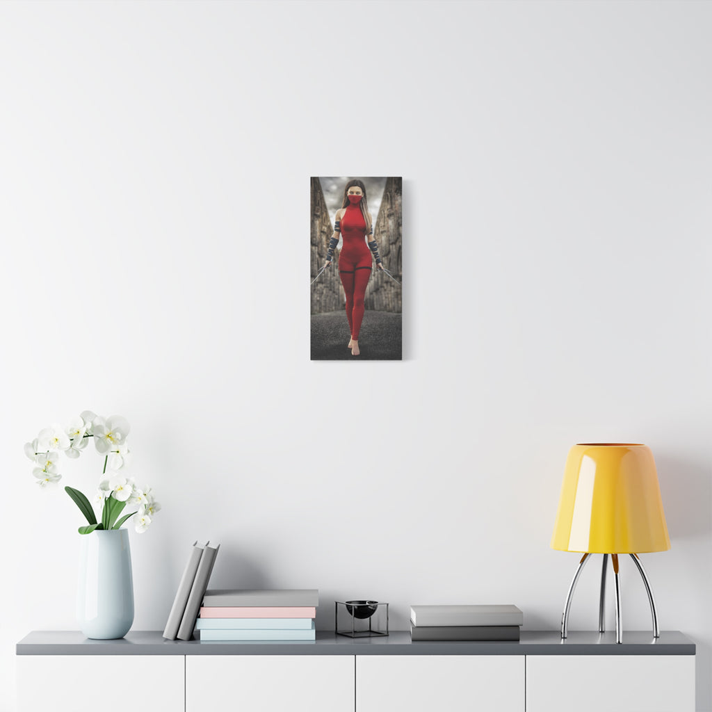 Red Assassin Canvas Wall Art | Fantasy Female Rogue & Ninja Artwork