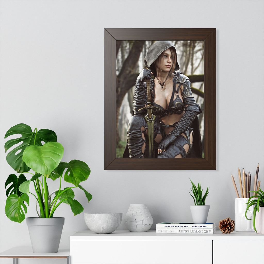 Female Ranger Framed Wall Art | Handcrafted Fantasy Framed Art Print