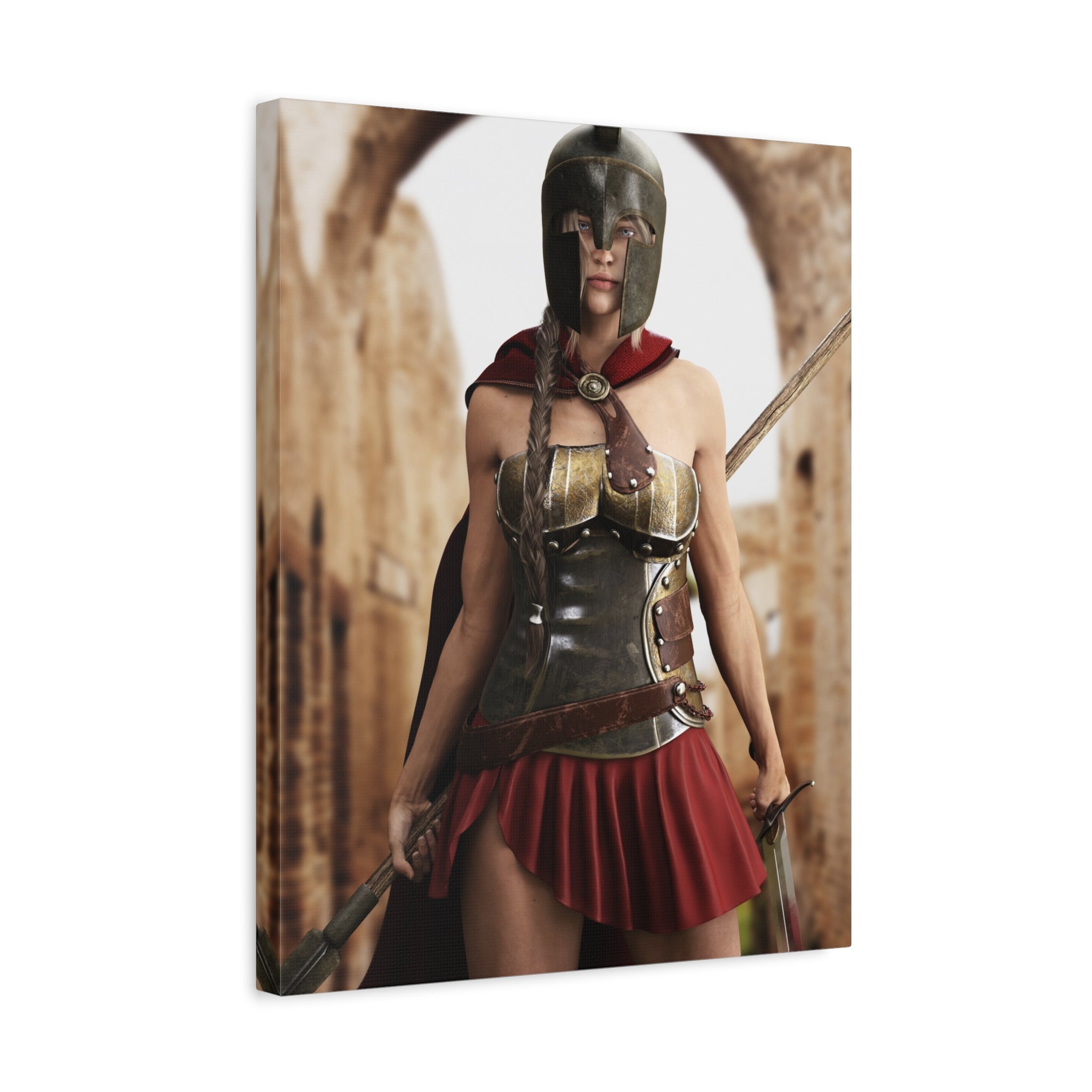 Spartan Female Warrior Canvas Wall Art