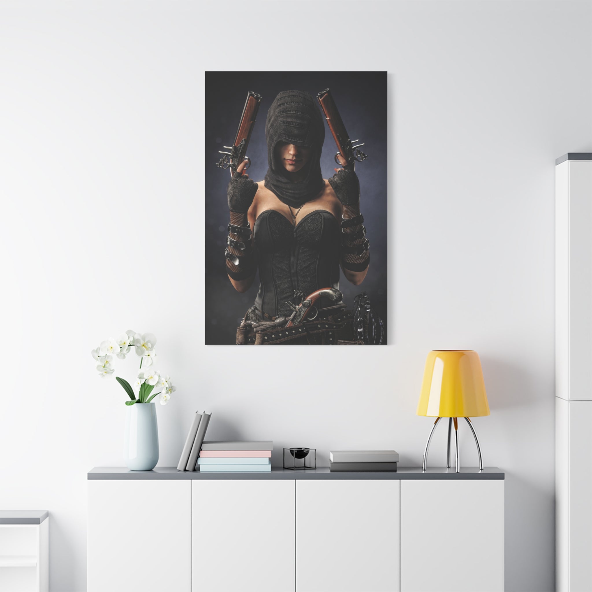 Pirate Assassin Matte Canvas Print — Hooded Female  Wall Art- No Ai- Human created illustration art